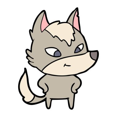 vektör çizim dostu karikatür kurt