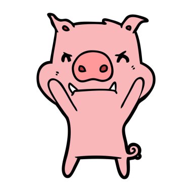 kızgın çizgi film domuz vektör çizim