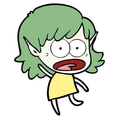 vektör çizim karikatür elf kız ağlıyor