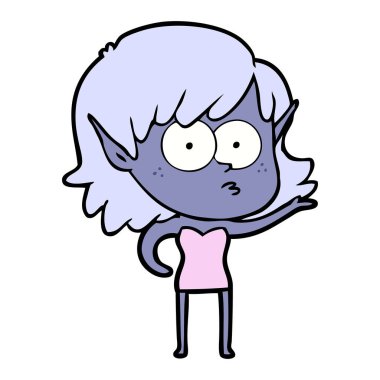 vektör çizim karikatür elf kız ağlıyor