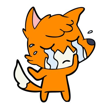 Tilki çizgi film ağlama vektör çizim