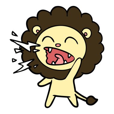 vektör çizim karikatür kükreyen aslan