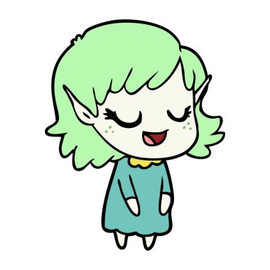 mutlu karikatür elf kızı