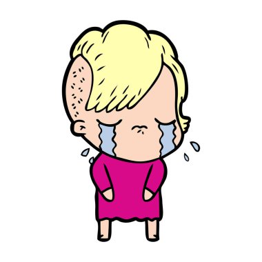 Ağlayan kızın vektör çizimi