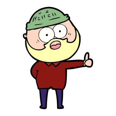 çizgi film tabela Yaşasın vererek adam sakallı