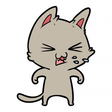 vektör çizim karikatür kedi tıslama