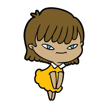 Çizgi filmdeki kadının vektör çizimi