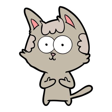 vektör çizim karikatür mutlu kedi