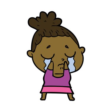 vektör çizim karikatür ağlayan kadın