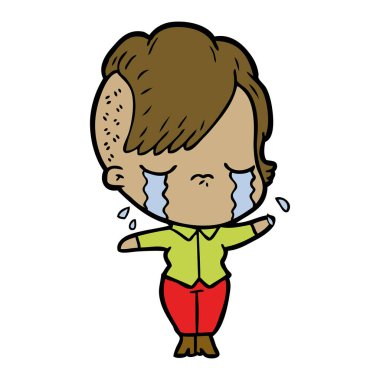 Ağlayan kızın vektör çizimi