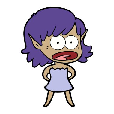 vektör çizim karikatür elf kız ağlıyor
