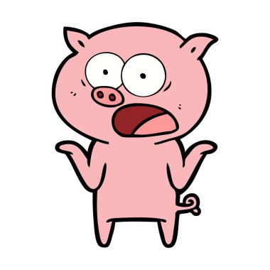 vektör çizim karikatür domuz bağırarak