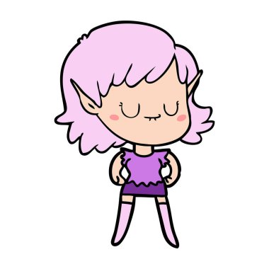 mutlu karikatür elf kızı