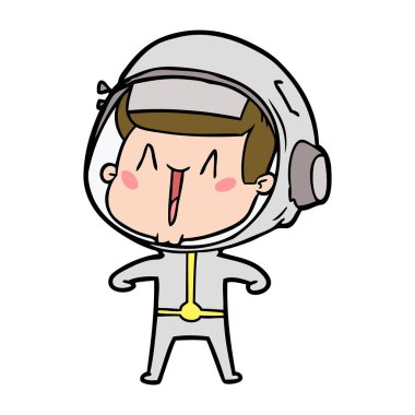 mutlu karikatür astronot vektör çizim