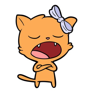 vektör çizim karikatür esneme kedi