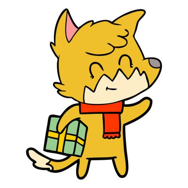 karikatür mutlu fox ile hediye