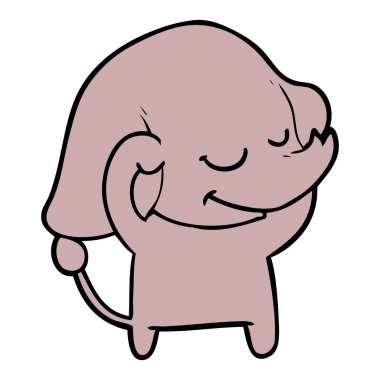 vektör çizim karikatür fil gülümseyen