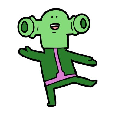 Dostu karikatür uzaylı vektör çizim