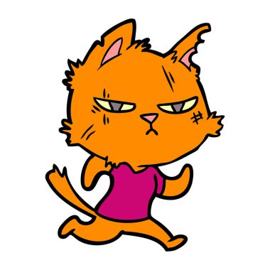 vektör çizim karikatür kedi çalıştıran