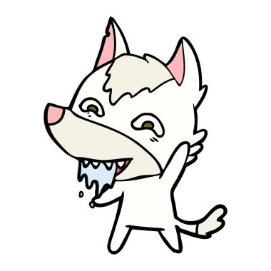 vektör çizim karikatür aç kurt