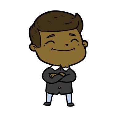 mutlu çizgi film adam vektör çizim