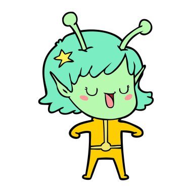 mutlu uzaylı kız çizgi film