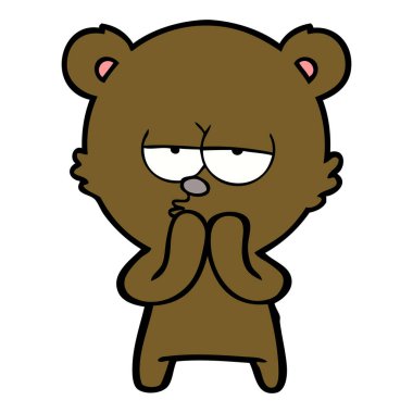 vektör çizim sıkılmış ayı çizgi film