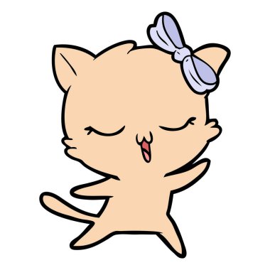 kafasına yay ile dans eden kedi çizgi film