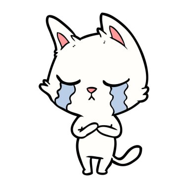 vektör çizim karikatür kedi ağlama