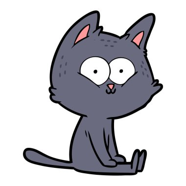Karikatür kedi oturan vektör çizim