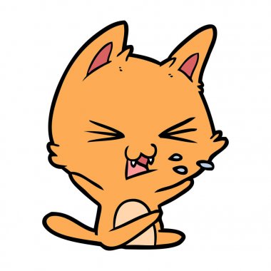 vektör çizim karikatür kedi tıslama