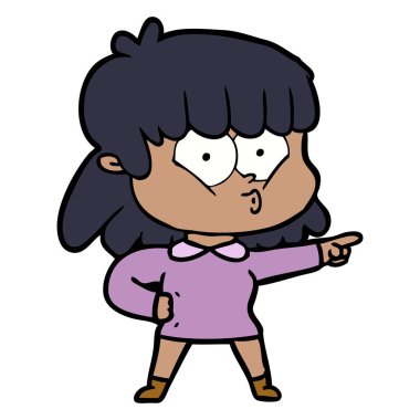 vektör çizim karikatür kız ıslık