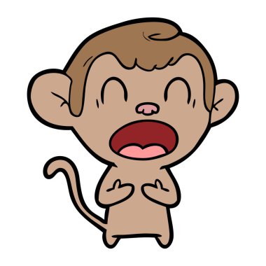 bağırarak karikatür maymun vektör çizim