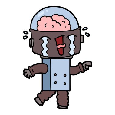 Robot işaret ağlıyor çizgi film