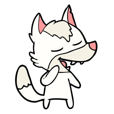 vektör çizim karikatür kurt gülen