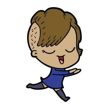 mutlu çizgi film kız vektör çizim