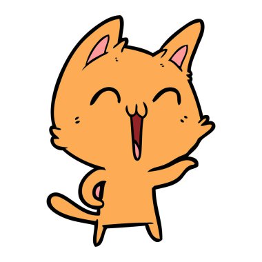 vektör çizim karikatür mutlu kedi