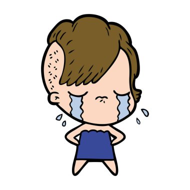 Ağlayan kızın vektör çizimi