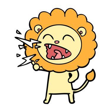 vektör çizim karikatür kükreyen aslan