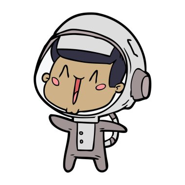 mutlu karikatür astronot vektör çizim