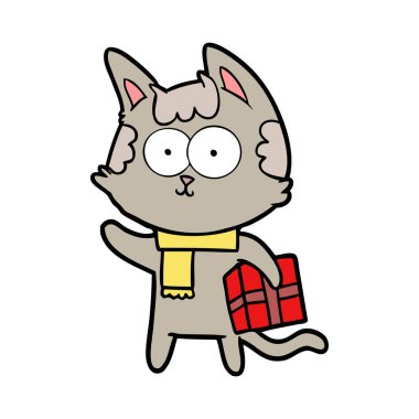 vektör çizim karikatür mutlu kedi