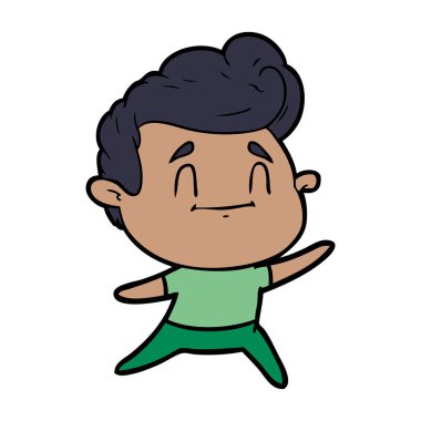 mutlu çizgi film adam vektör çizim