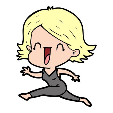 vektör çizim karikatür mutlu kadın