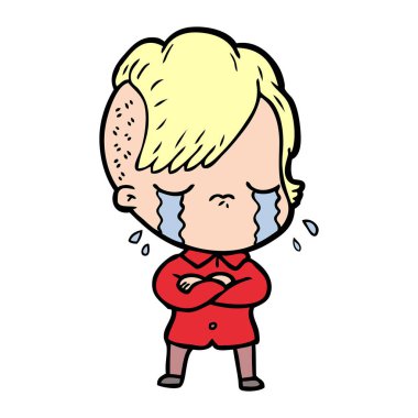 çapraz kolları olan çizgi film ağlayan kız