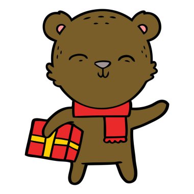 mutlu karikatür ayı ile hediye