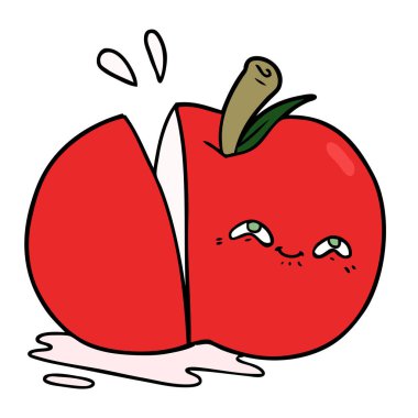 vektör çizim karikatür dilimlenmiş elma