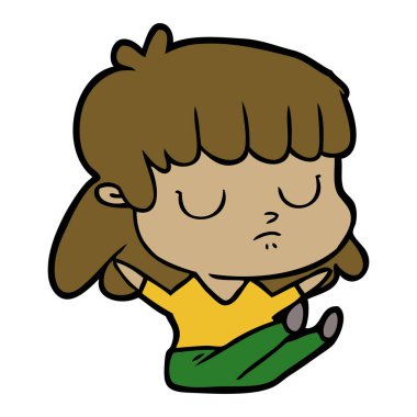 vektör çizim karikatür kadın oturuyordu