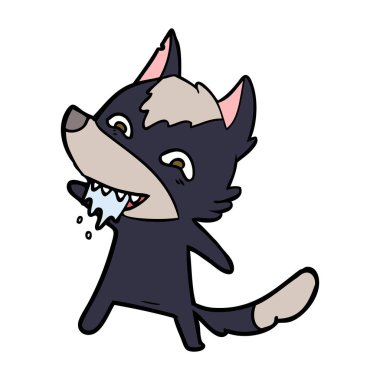 vektör çizim karikatür aç kurt