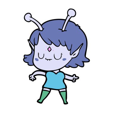 vektör çizim karikatür uzaylı kız