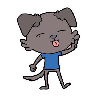 Çizgi filmdeki köpek dilini çıkartıyor.